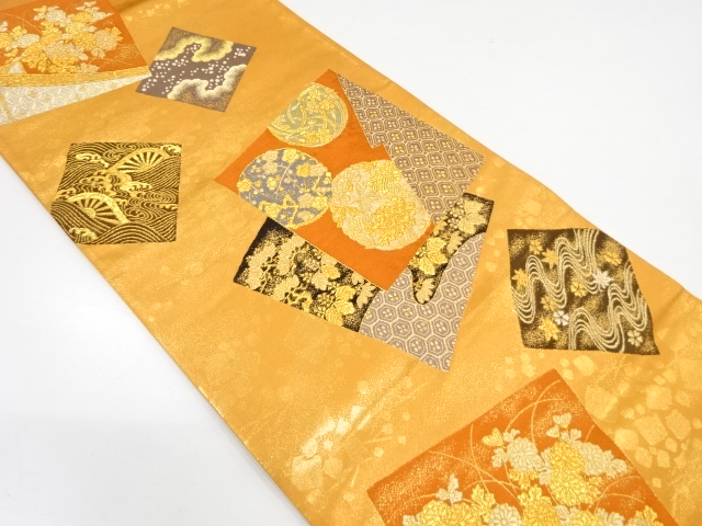 色紙に花・古典柄織り出し袋帯